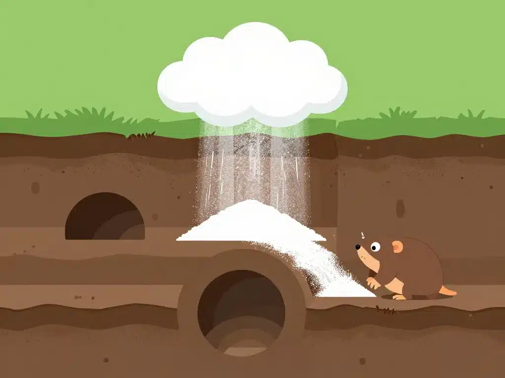 bicarbonate de soude contre les taupes diagramme tunnel et poudre