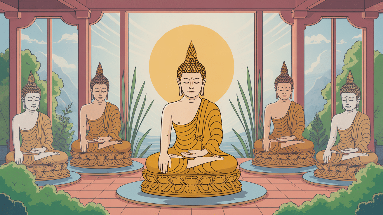 illustration centrale bouddha statue décor zen