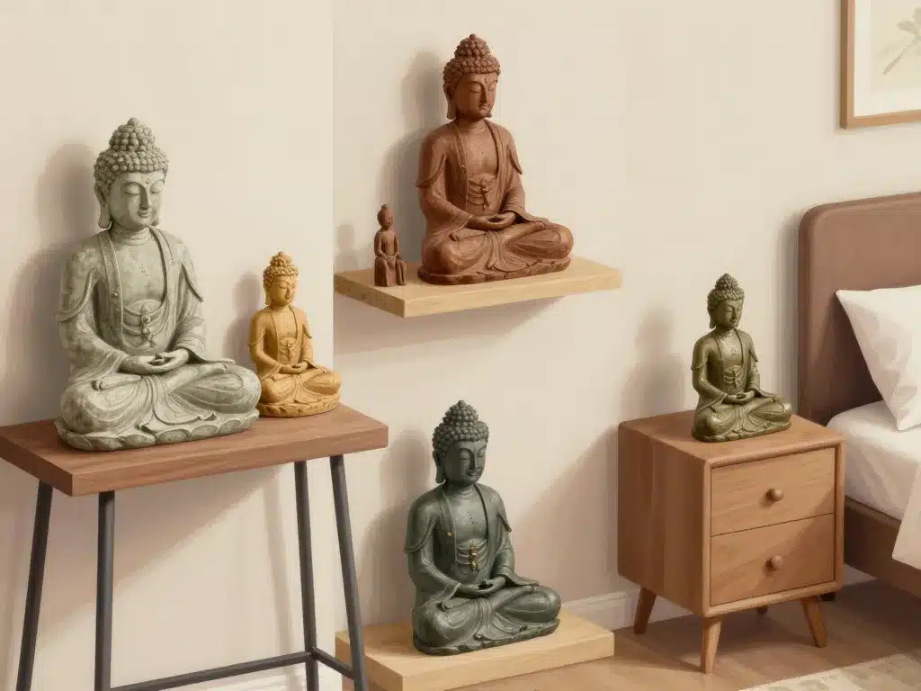 bouddha statue matériaux salon bureau chambre