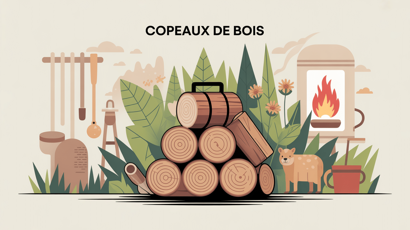 Illustration copeaux de bois usages multiples