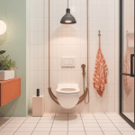 vue salle de bains avec cuvette suspendu wc