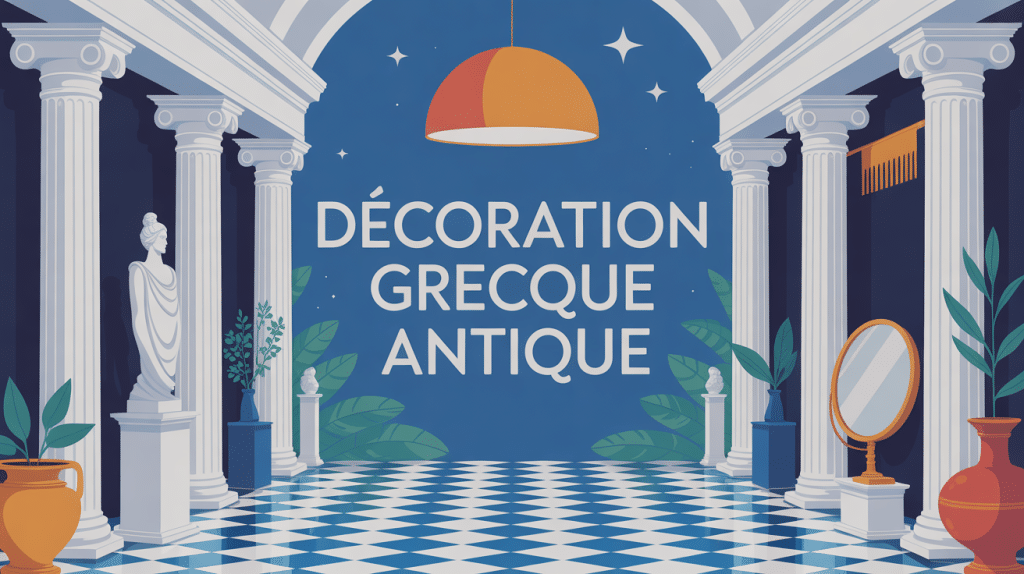 Décoration grecque antique dans une pièce moderne lumineuse
