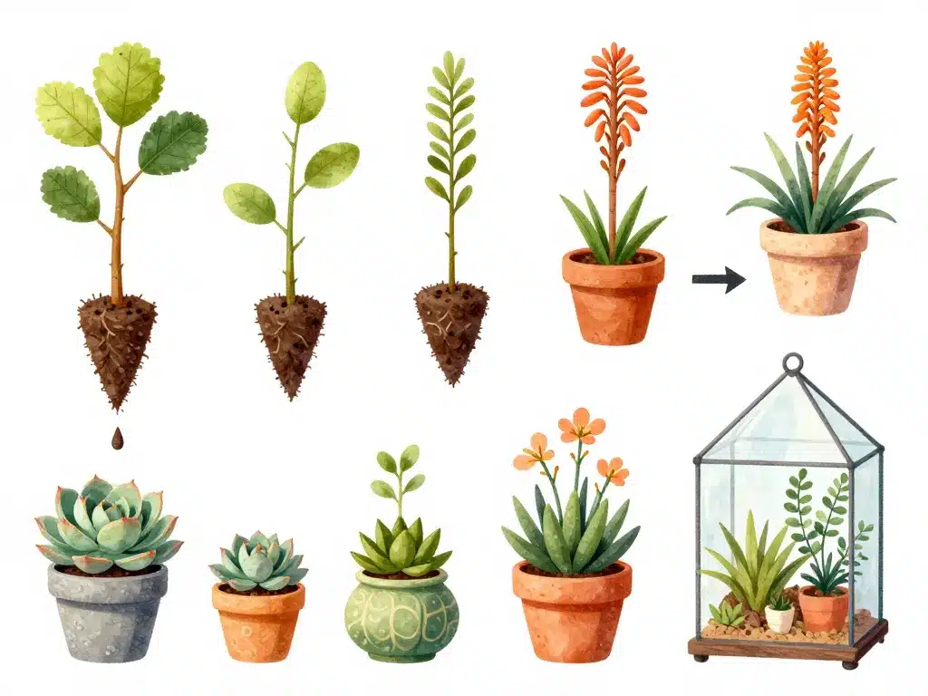 Illustration echeveria nodulosa bouturage floraison déco