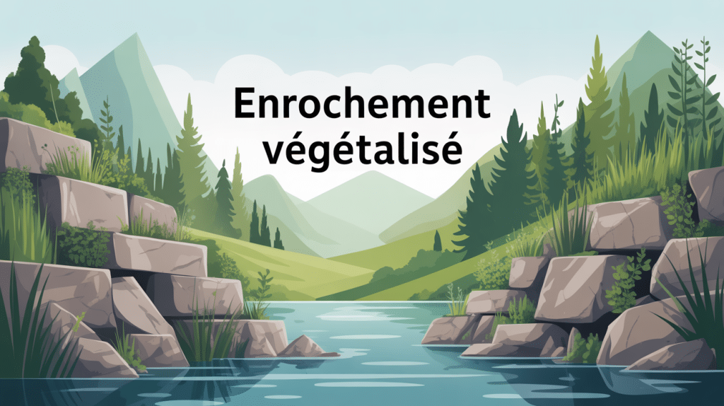illustration enrochement végétalisé sur berge et talus