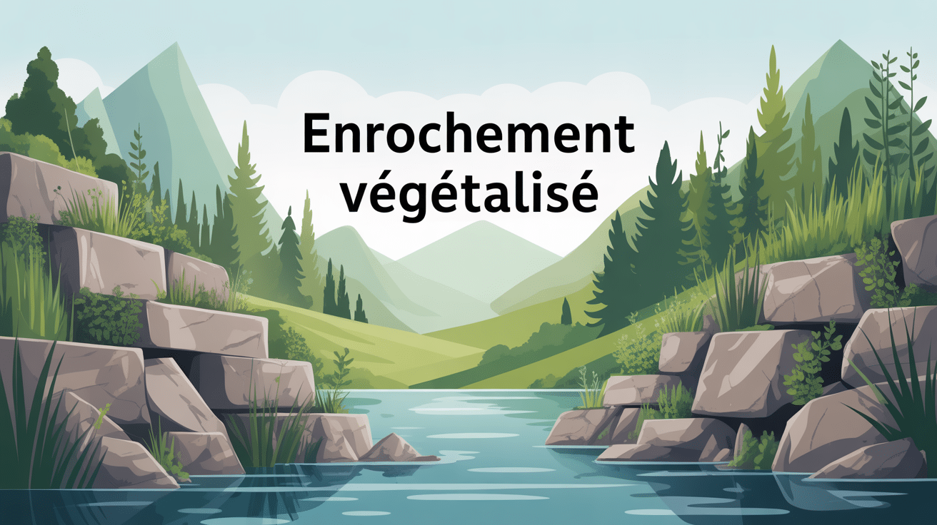 illustration enrochement végétalisé sur berge et talus