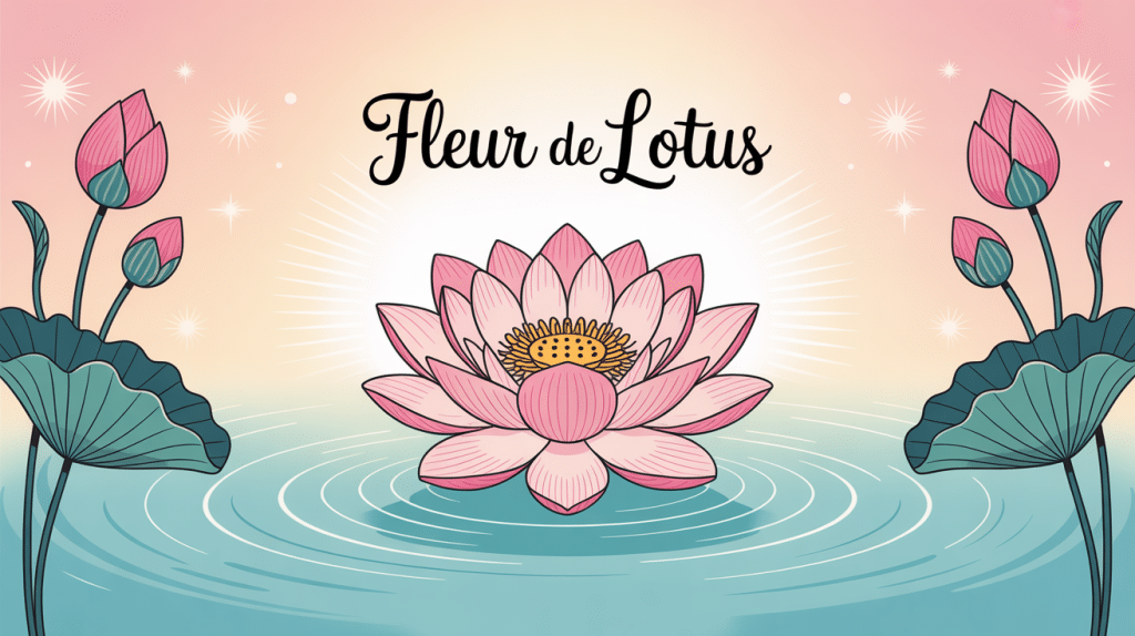 illustration fleur de lotus émergeant eau douce aura lumineuse