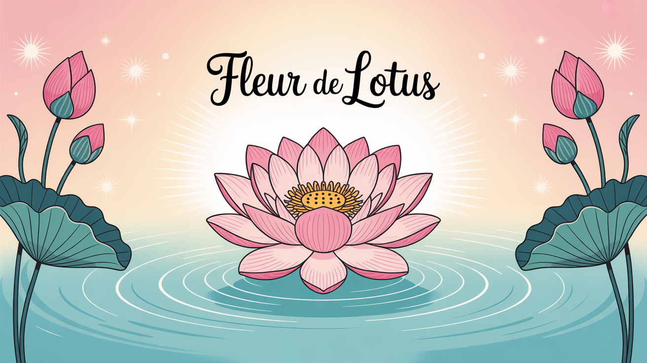illustration fleur de lotus émergeant eau douce aura lumineuse