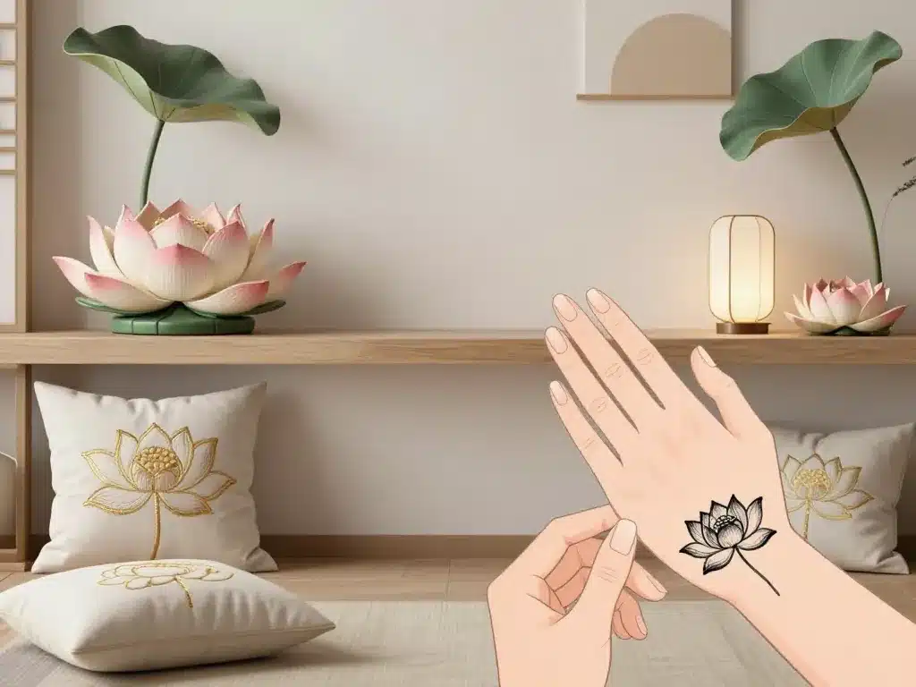 fleur de lotus décoration moderne tatouage bien-être