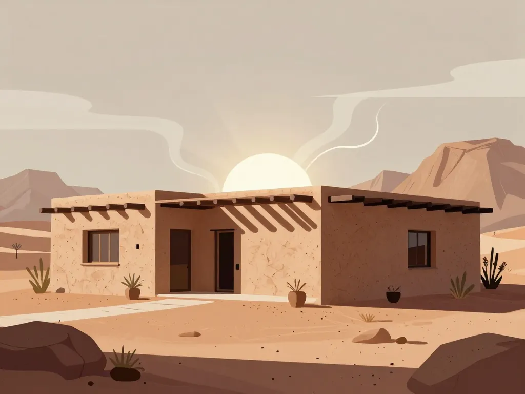 maison dans le desert adobe ombre ventilation