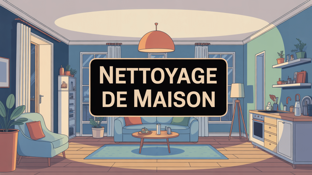 Illustration nettoyage d'une maison propre et organisée