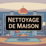 Illustration nettoyage d'une maison propre et organisée