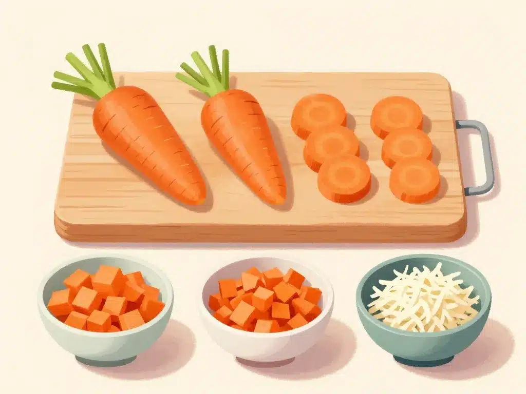 poids d'une carotte conversions cuisine, carottes en rondelles râpées dés