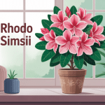 illustration rhodo simsii en pot près d'une fenêtre