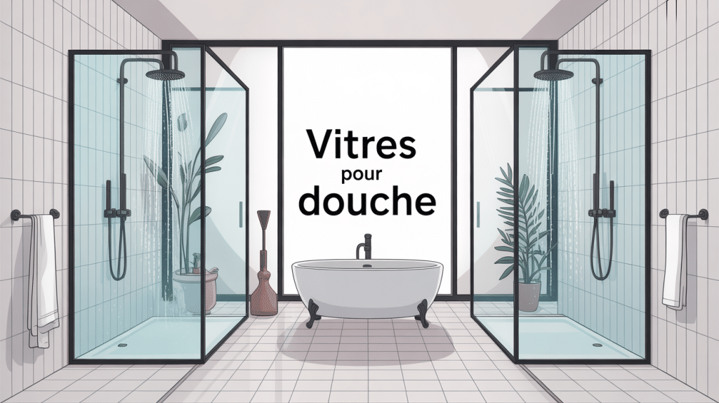 Salle de bains avec vitres pour douche en verre trempé