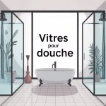 Salle de bains avec vitres pour douche en verre trempé