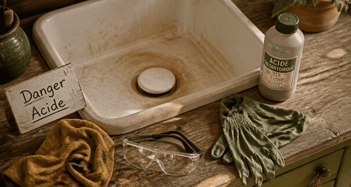 déboucher évier acide chlorhydrique matériel sécurité