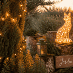 decoration noel exterieur jardin avec guirlandes led et personnage lumineux
