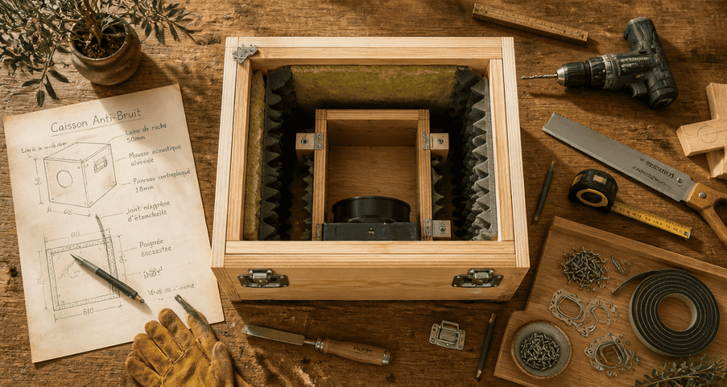 fabriquer un caisson anti-bruit pompe à chaleur vue atelier