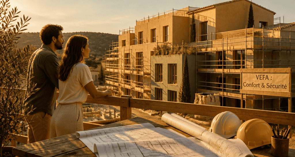 faut il acheter en vefa aujourd'hui couple observe chantier immobilier
