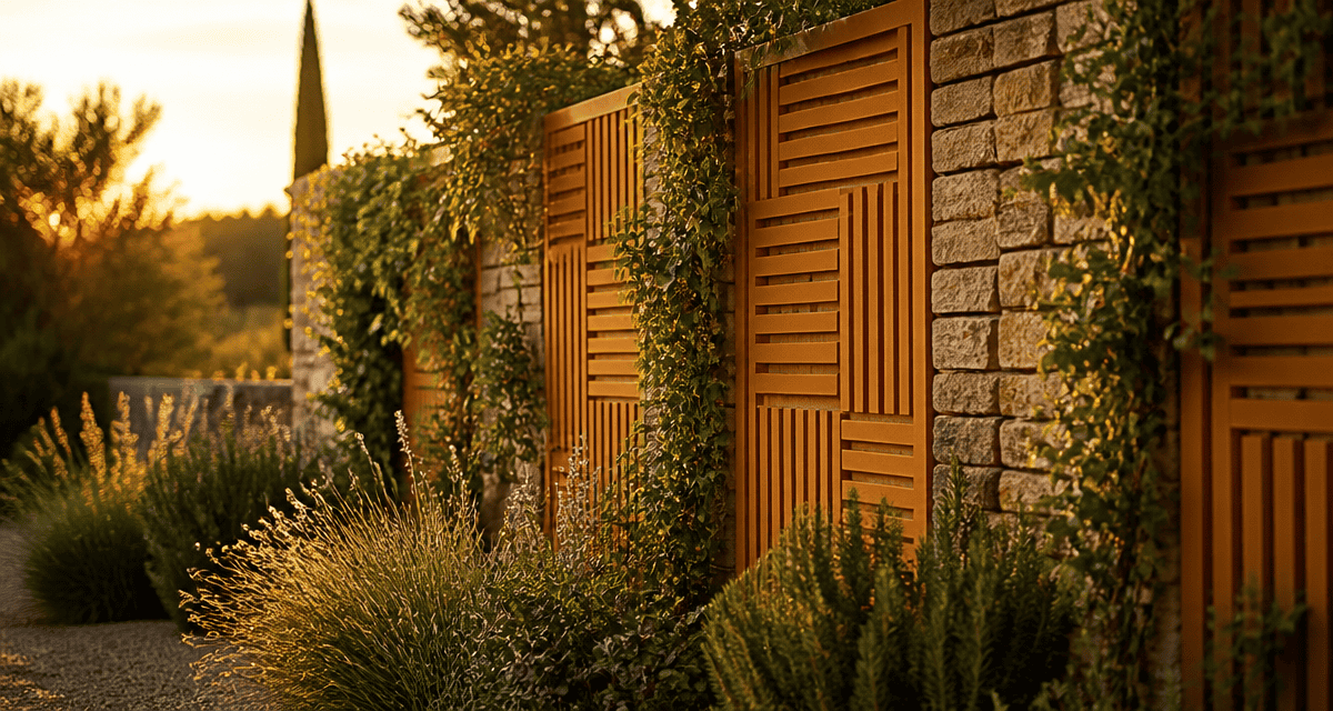 idee pour cacher un mur exterieur avec panneaux bois et plantes