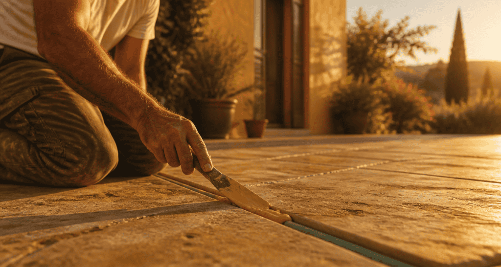 Joint de dilatation terrasse exterieur artisan mastic pierre
