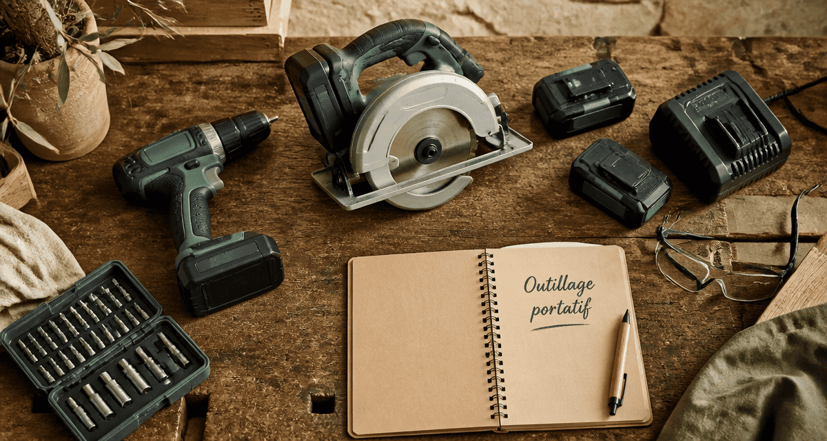 outillage portatif moderne sur établi