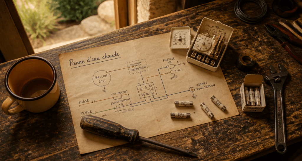 plus d eau chaude schéma diagnostic chauffe-eau