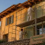 Ravalement ITE façade maison provençale chantier