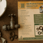 robinet radiateur fuite sur établi avec outils