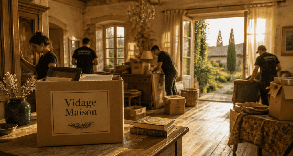 Vidage maison équipe débarras tri objets