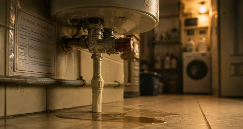 Chauffe-eau qui goutte en permanence : groupe de sécurité qui fuit