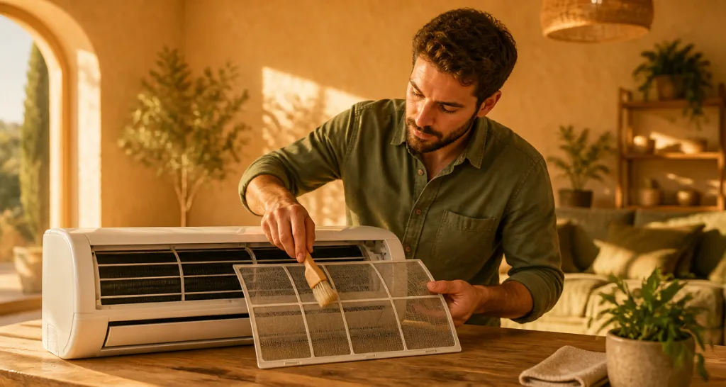 Climatiseur nettoyage filtre par technicien