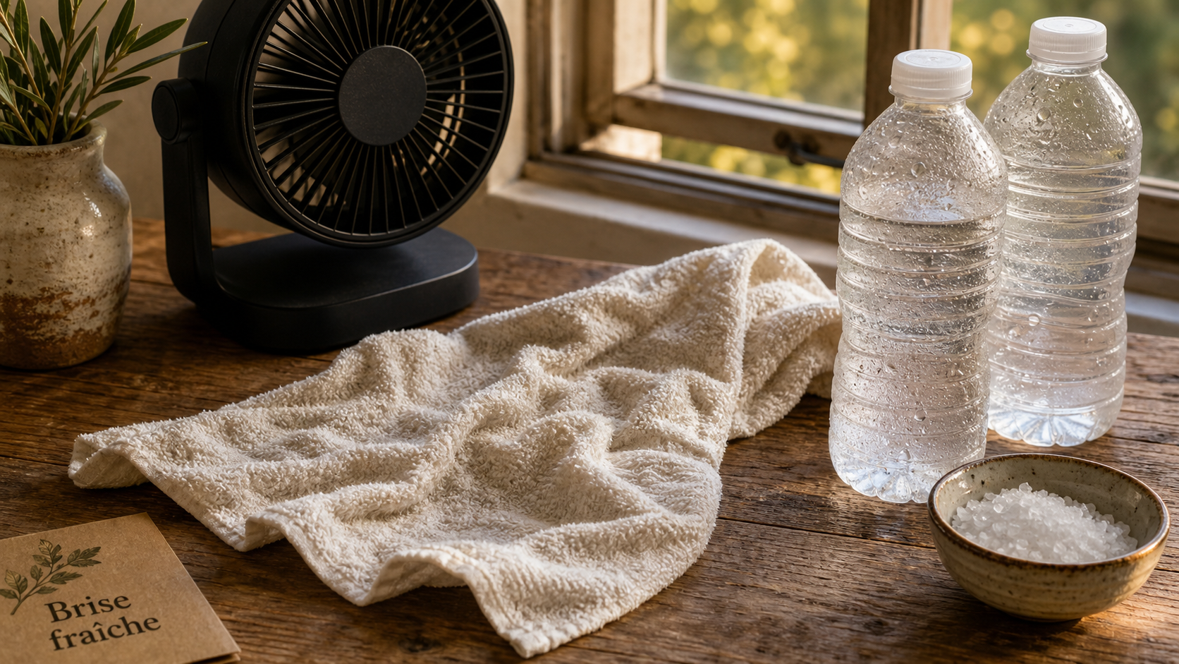 Comment rafraîchir une pièce avec un ventilateur : serviette humide et eau glacée
