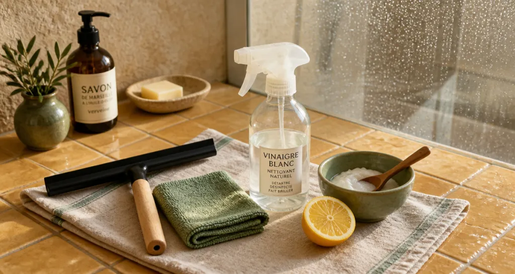 Enlever le calcaire sur les parois de douche avec produits naturels
