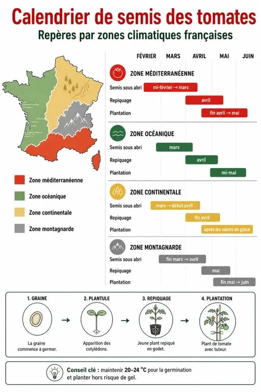 Calendrier de semis des graines de tomates par zone climatique