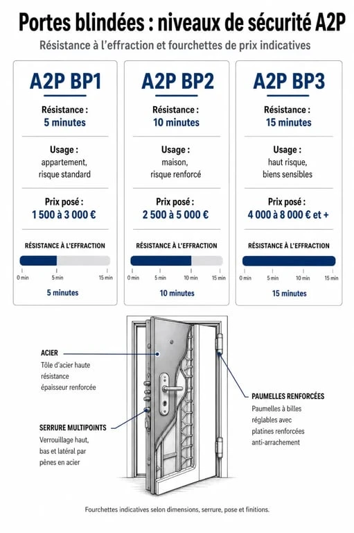 Comparatif des niveaux de sécurité et prix des portes blindées pour appartement