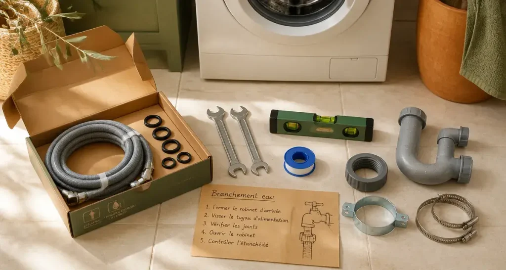 lave linge branchement : kit tuyau, joints et colliers pour éviter les fuites