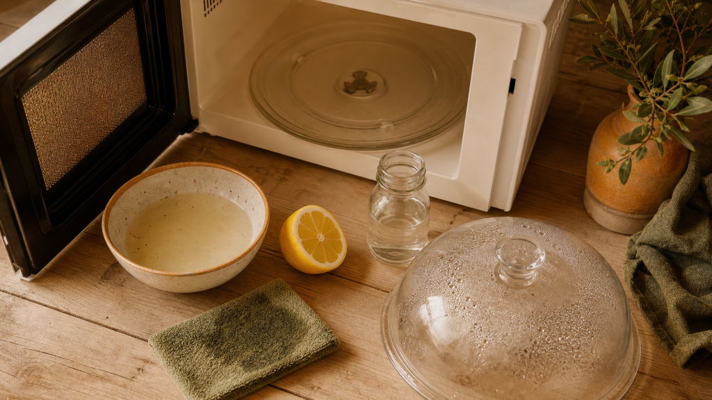 Nettoyage micro onde naturel : citron et vinaigre, micro-ondes prêt à désinfecter