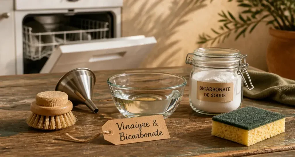 Nettoyer son lave-vaisselle au vinaigre blanc et bicarbonate : vinaigre et bicarbonate