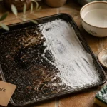 Nettoyer plaque four avec bicarbonate pour dissoudre graisses brûlées