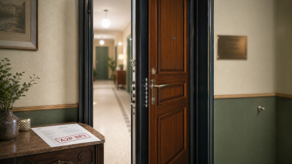 Porte blindée appartement prix, certification A2P BP3, serrure multipoints