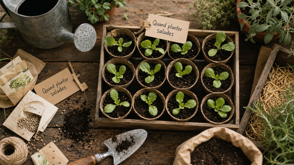 Quand planter des salades : semis de laitues en potager urbain