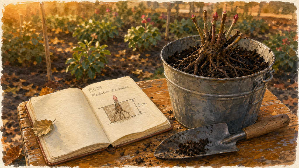 Quand planter pivoine : racines nues, profondeur 3 cm, automne