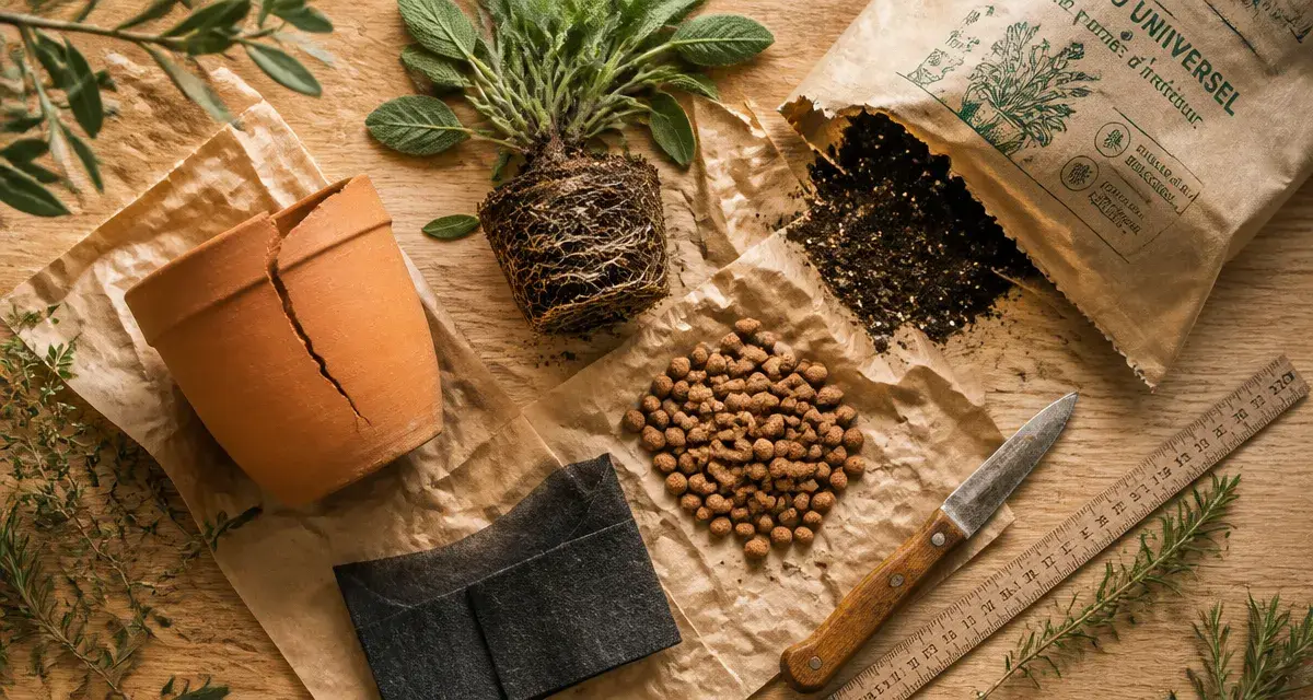 Quand rempoter une plante : pot abîmé, racines visibles, outils de rempotage