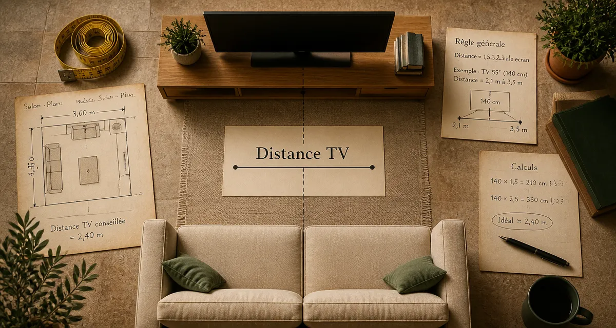 Quelle distance entre TV et canapé : 1,5× la diagonale (confort visuel optimal).