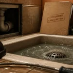 Refoulement canalisation : eau grisâtre remonte par bonde sous grille