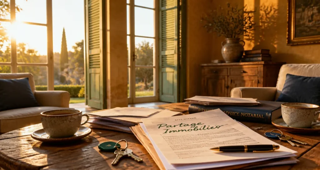 Séparation couple non marié maison, documents et clés sur table
