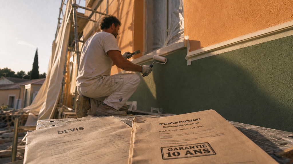 Décennale peintre : devis et attestation assurance décennale sur chantier de façade