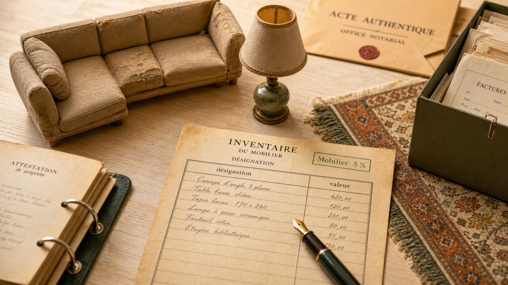 Déduction maximum mobilier frais de notaire : inventaire détaillé mobilier 5 %
