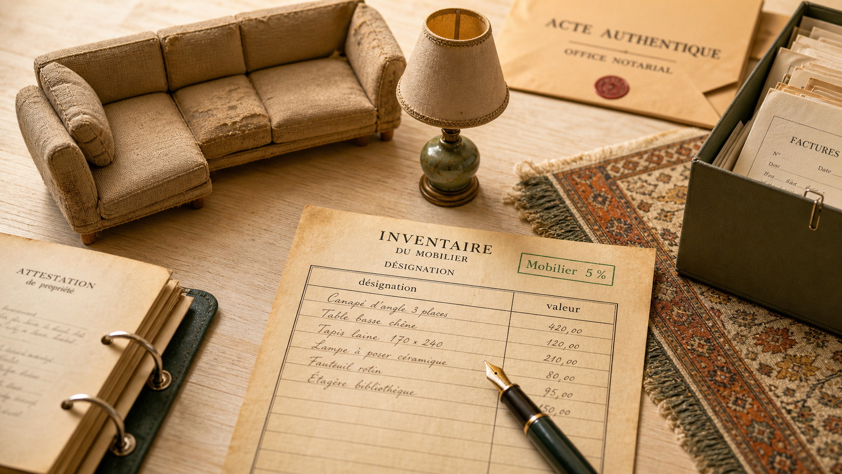 Déduction maximum mobilier frais de notaire : inventaire détaillé mobilier 5 %